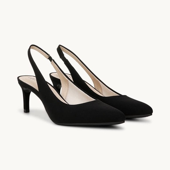 LifeStride Shoes - LifeStride Annalise Black Micron Slingback Pump Heels 9.5W Wide Width